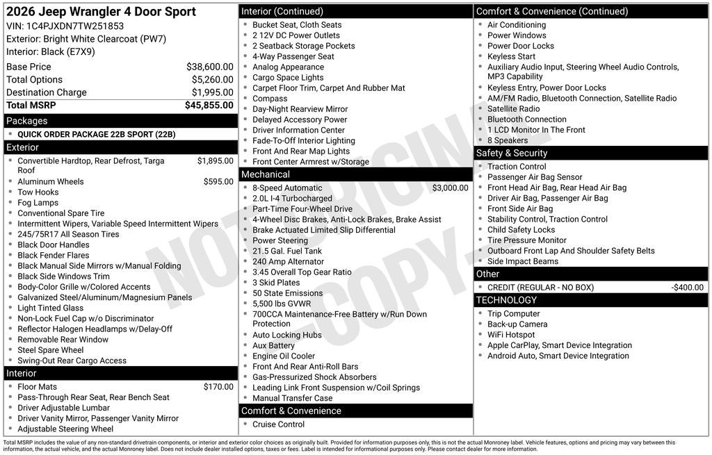 2026 Jeep Wrangler Sport