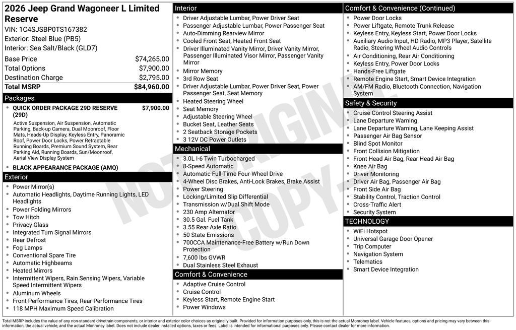 2026 Jeep Grand Wagoneer L Limited Reserve
