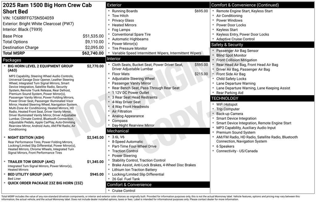 2025 RAM 1500 Big Horn/Lone Star