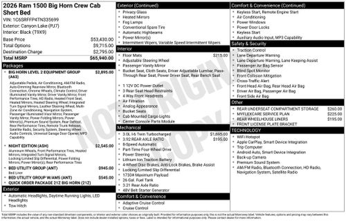 2026 RAM 1500 Big Horn/Lone Star