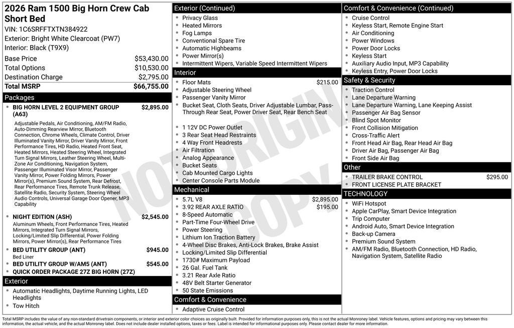 2026 RAM 1500 Big Horn/Lone Star