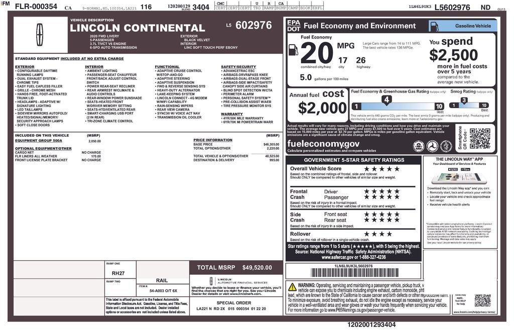 2020 Lincoln Continental Livery - Limo