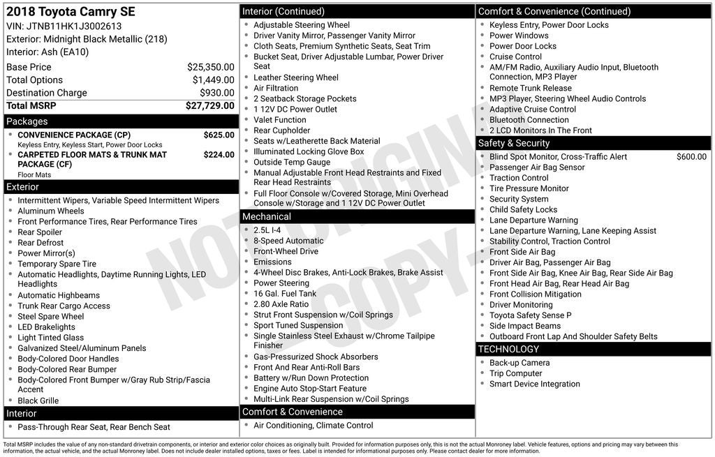 2018 Toyota Camry SE