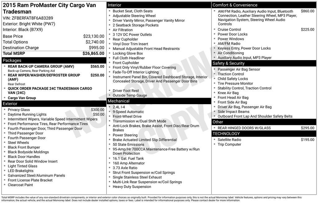 2015 RAM ProMaster City FWD